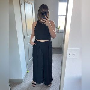 Black High Waisted Wide Leg Palazzo Trouser Pants